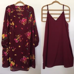 Old Navy floral dress 2X plus size burgundy tunic
